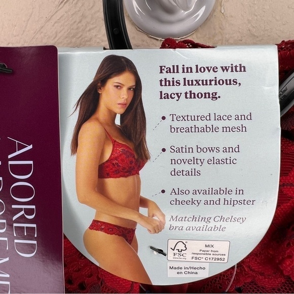 NEW 3X ADORE ME CHELSEY THONG SET BLUE RED LACE GIFT PLUS LINGERIE - Picture 4 of 7